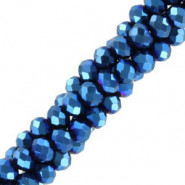 Abalorios de vidrio rondelle Facetados 3x2mm - Azul claor interestelar-revestimiento pearl shine